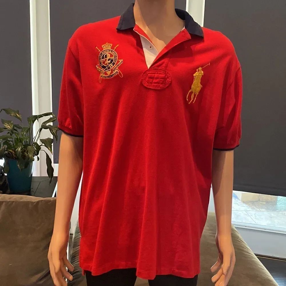 Polo by Ralph Lauren Men’s Vintage Big Gold Pony Polo Shirt Red #2 Size XL NEW